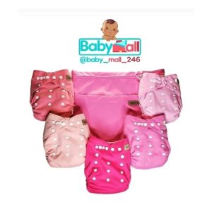 JANAS Pink Unisex Baby Reusable Pocket Cloth Diapers Set One Size Adjustable 5 Pack