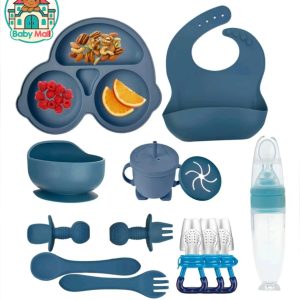 BabyMall Blue Unisex Baby Feeding Set 8-Piece