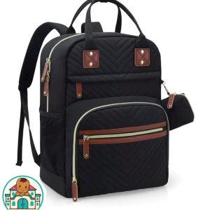 BabyMall Black Gender-Neutral Diaper Bag Backpack