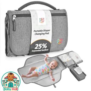 Grey PZU Portable Baby Diaper Changing Pad 28 x 22 Open