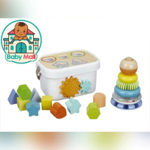 Multi-color Baby Mall Wooden Shape Sorter & Rainbow Stacker Set