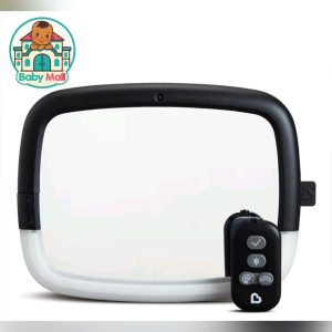 Munchkin Black Baby Car Mirror with Night Light & Remote 11.25 x 8