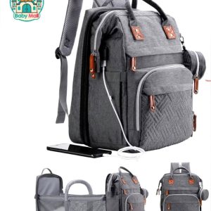Deep Gray Unisex Diaper Bag Backpack Baby Mall