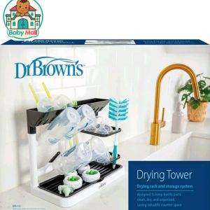 White and Black Dr. Brown's Drying Tower Countertop Drying Rack