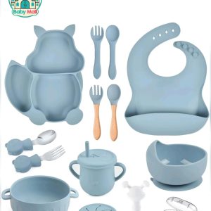 Blue Baby Silicone Feeding Set 15-Piece