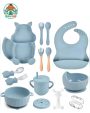 Blue Baby Silicone Feeding Set 15-Piece