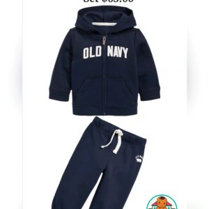 Navy Blue Baby Old Navy 2-Piece Hoodie + Jogger Set 12-18 Months