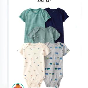 Carter's Multi-color Baby Short-Sleeve Onesies Newborn 5-Pack