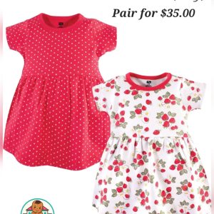 Red and White Baby Girl Cotton Dress Set 9-12 Months