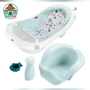 White and Aqua Fisher-Price Unisex Baby Bathtub 4-in-1 Sling N Seat Tub