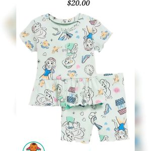 Light Green Baby Girl Disney Princess Peplum Set 0-3 Months