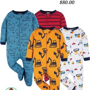 Baby Mall Multi-color Baby Footie Pajamas Newborn 4-Pack
