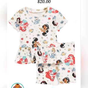 White Baby Girl's Disney Princess Peplum Set (Top & Shorts) 0-3 Months