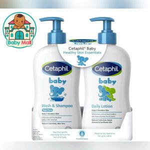 Cetaphil Baby White Unisex Baby Wash & Shampoo and Body Lotion Set 2-Pack (13.5 fl oz each)