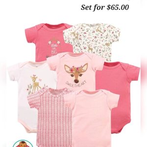 Pink Girl's 7-Piece Onesie Set 0-3 Months
