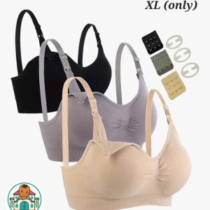 Baby Mall Multi-color Women's Seamless Maternity/Nursing Bras 3 Pack, Size XL