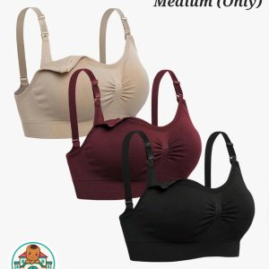 Baby Mall Multi-color Women's Seamless Maternity/Nursing Bras 3-Pack, Size Medium