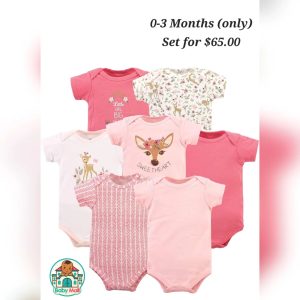 Baby Mall Pink and White Baby Girl 7-Piece Onesie Set 0-3 Months