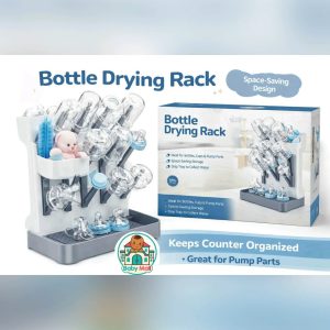 Baby Mall White and Grey Baby Bottle Drying Rack Space-Saving Design