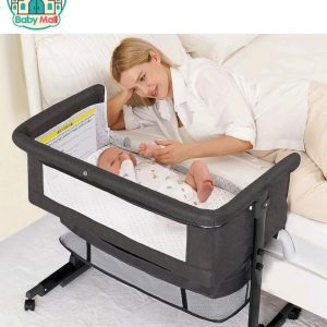 Baby Mall Dark Grey Baby 3-in-1 Bedside Bassinet 0-6 Months