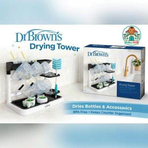 Dr. Brown's White & Black Drying Tower Countertop Baby Bottle Rack