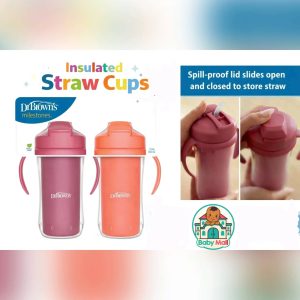 Dr. Brown's Pink and Orange Unisex Insulated Straw Cup 2-Pack 10 oz / 300 mL each