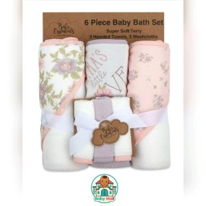 Pastel Floral Baby Girl 6 Piece Bath Set Baby Essentials
