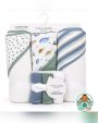 TAHARI BABY White Multi-pattern Baby Hooded Towel and Washcloth Set 6 Piece