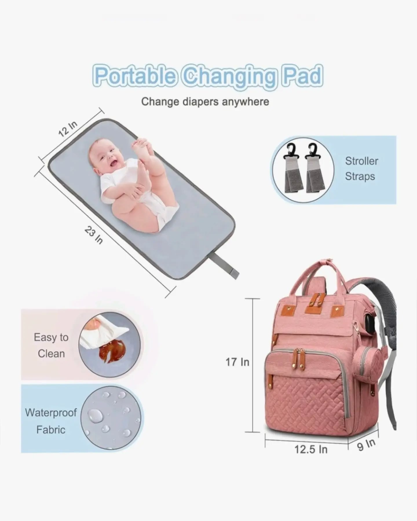 Pink Unisex Diaper Backpack Good Mum Brand - Image 3