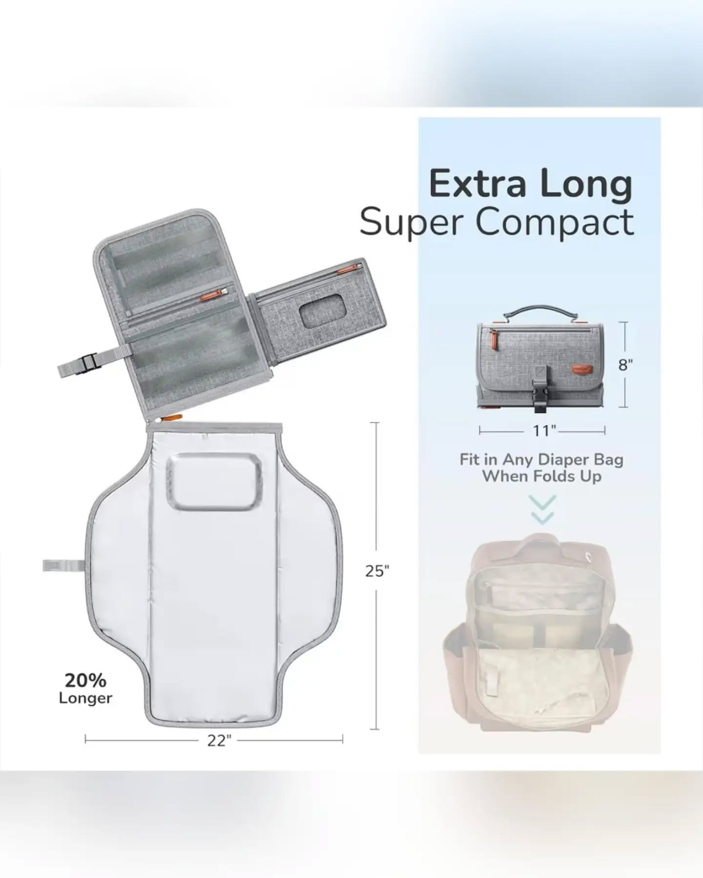 Alatino Grey Baby Portable Diaper Changing Pad - Image 3