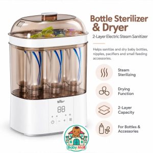 White Bar Baby Bottle Sterilizer & Dryer 2-Layer Electric Steam Sanitizer