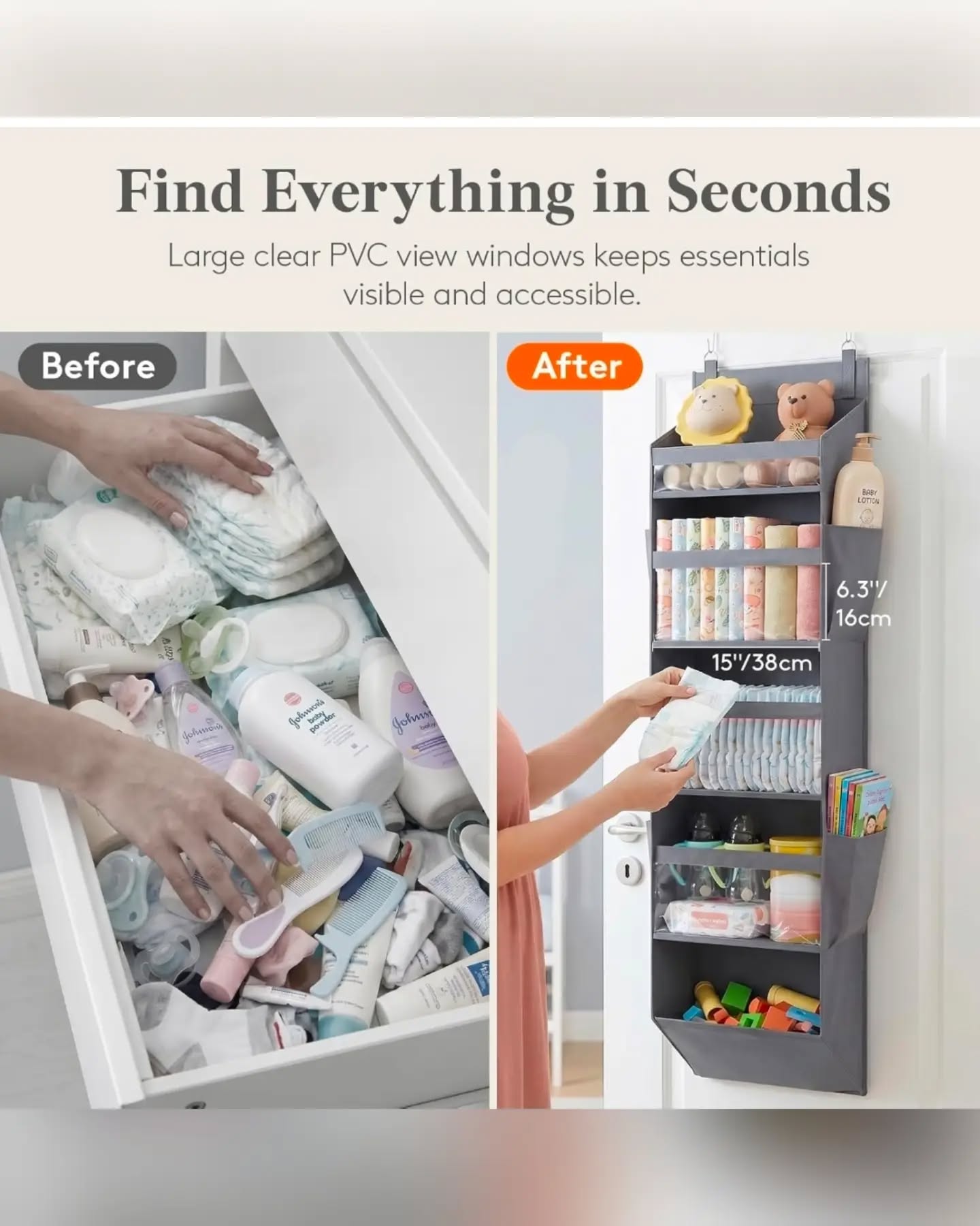 Grey Baby Over-the-Door Organizer - Image 3