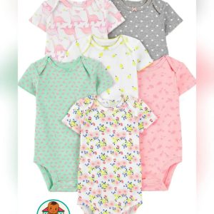 Carter's Multi-color Baby Girl Short-Sleeve Onesie 6-Pack 0-3 Months