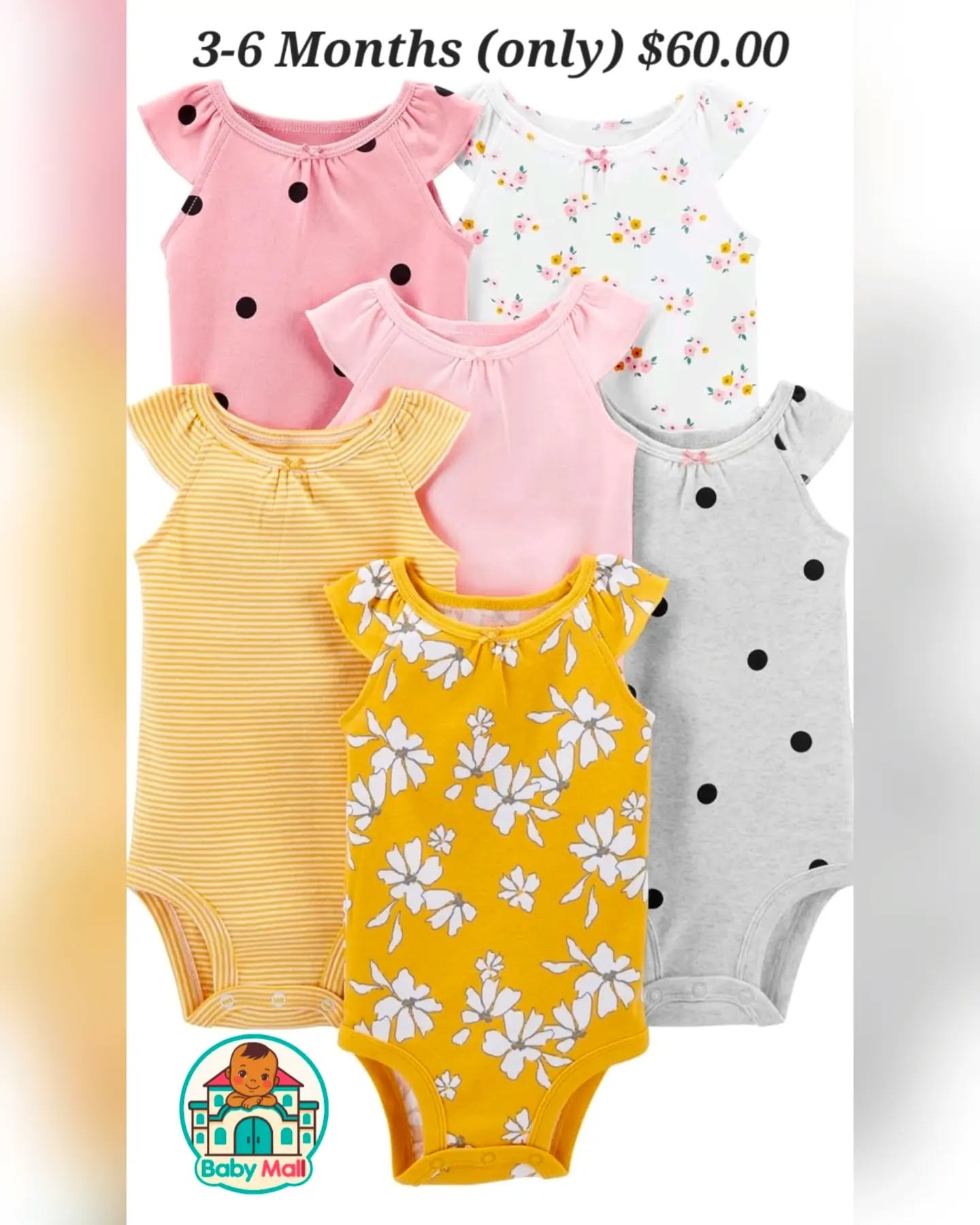 Carter's Multi-color Baby Girl 6-Piece Onesie Set 3-6 Months