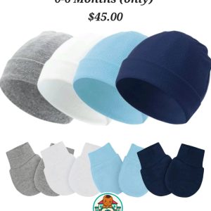 BabyMall Multi-color Baby Hat & Mitten Set 0-6 Months