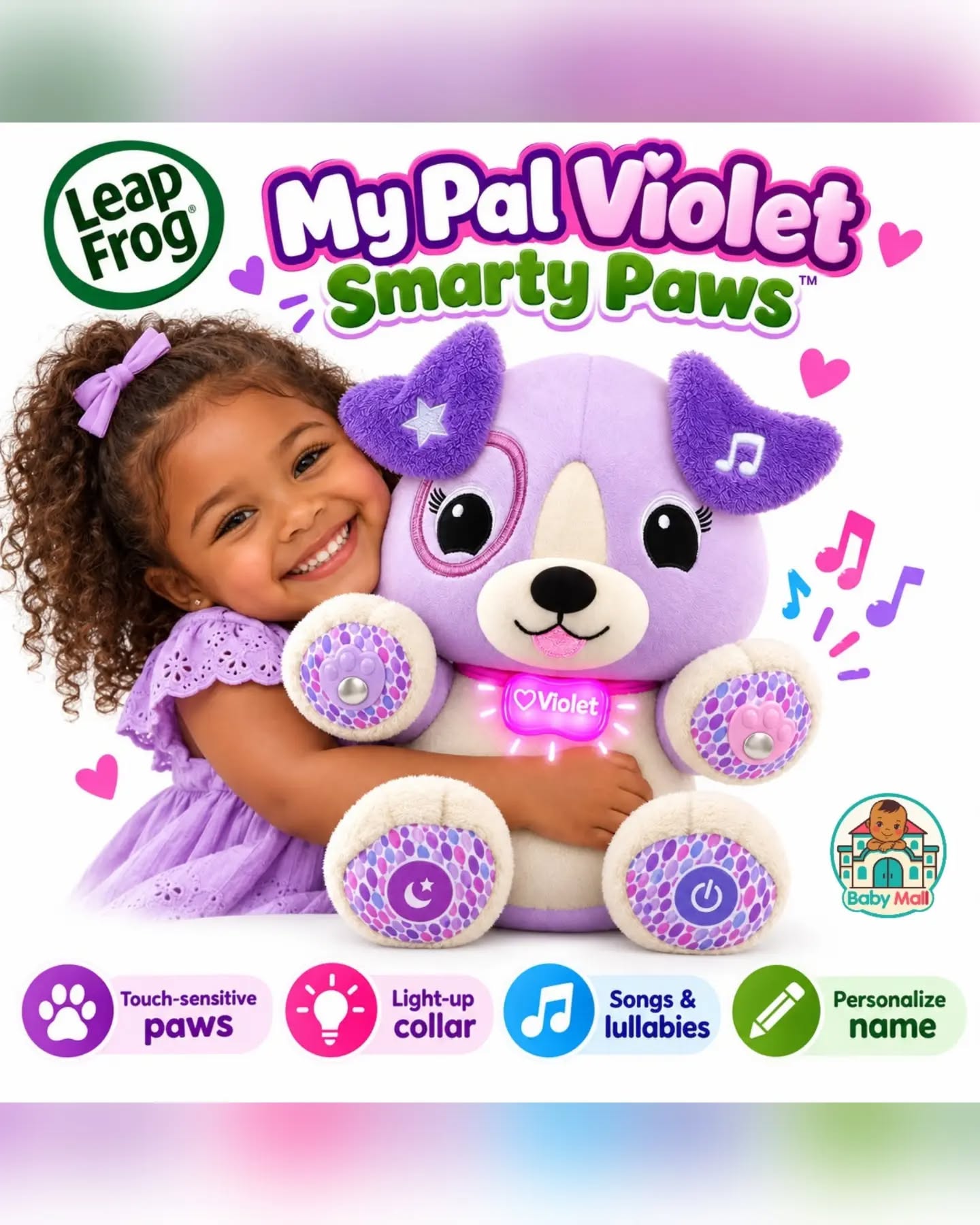 LeapFrog Purple My Pal Violet Smarty Paws Interactive Plush Toy