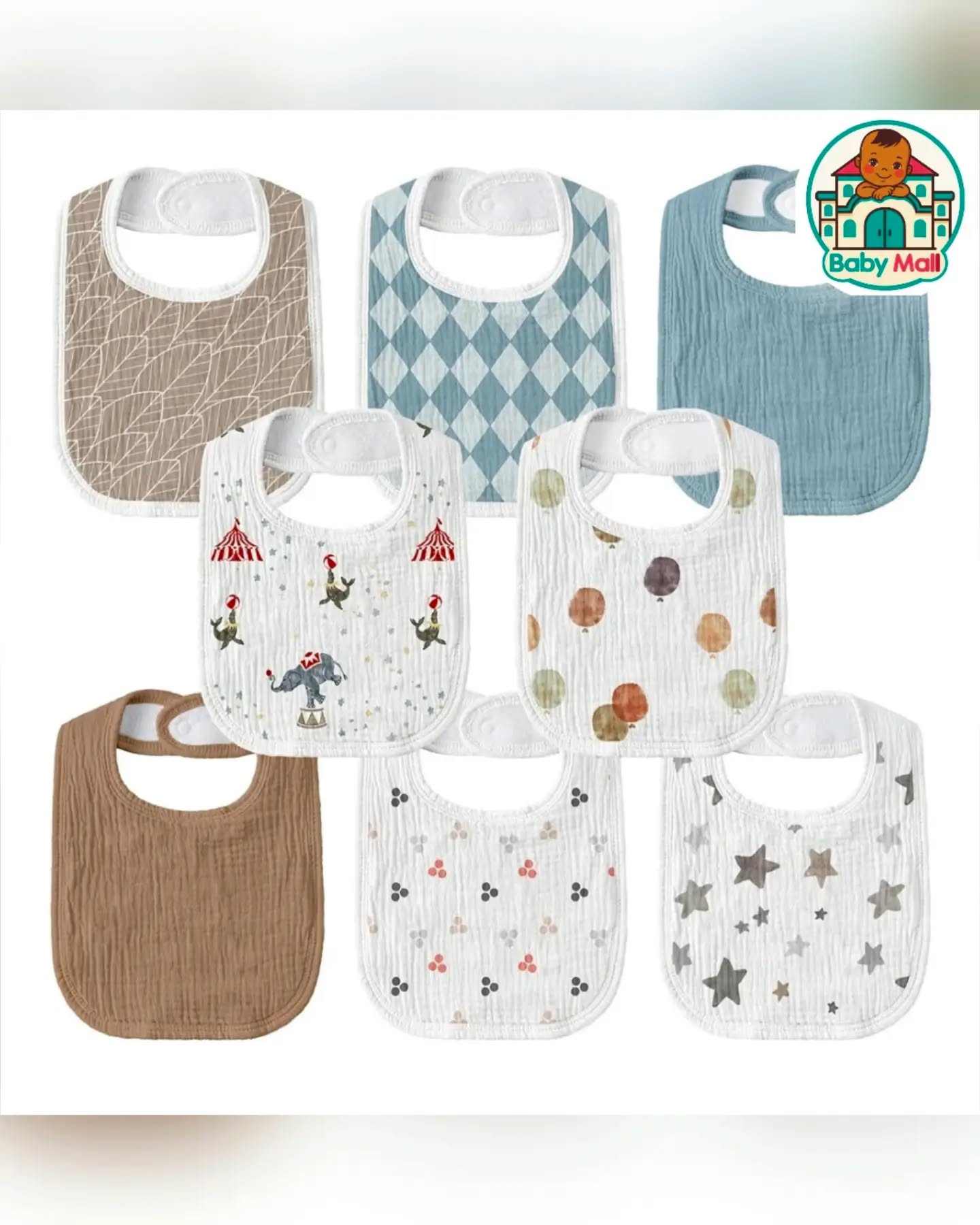 BabyMall246 Assorted Unisex Baby Bib Set 8-Piece