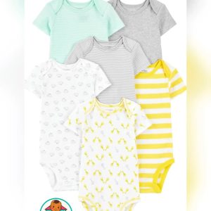 Carter's Simple Joys Multi-color Gender Neutral Short Sleeve Bodysuit 6-Pack Newborn