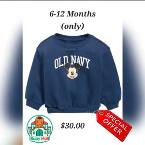 Old Navy Navy Blue Baby Mickey Mouse Crewneck Sweater 6-12 Months