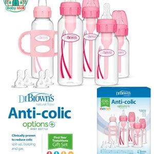 Pink Baby Dr. Browns Anti-Colic First Year Transition Gift Set