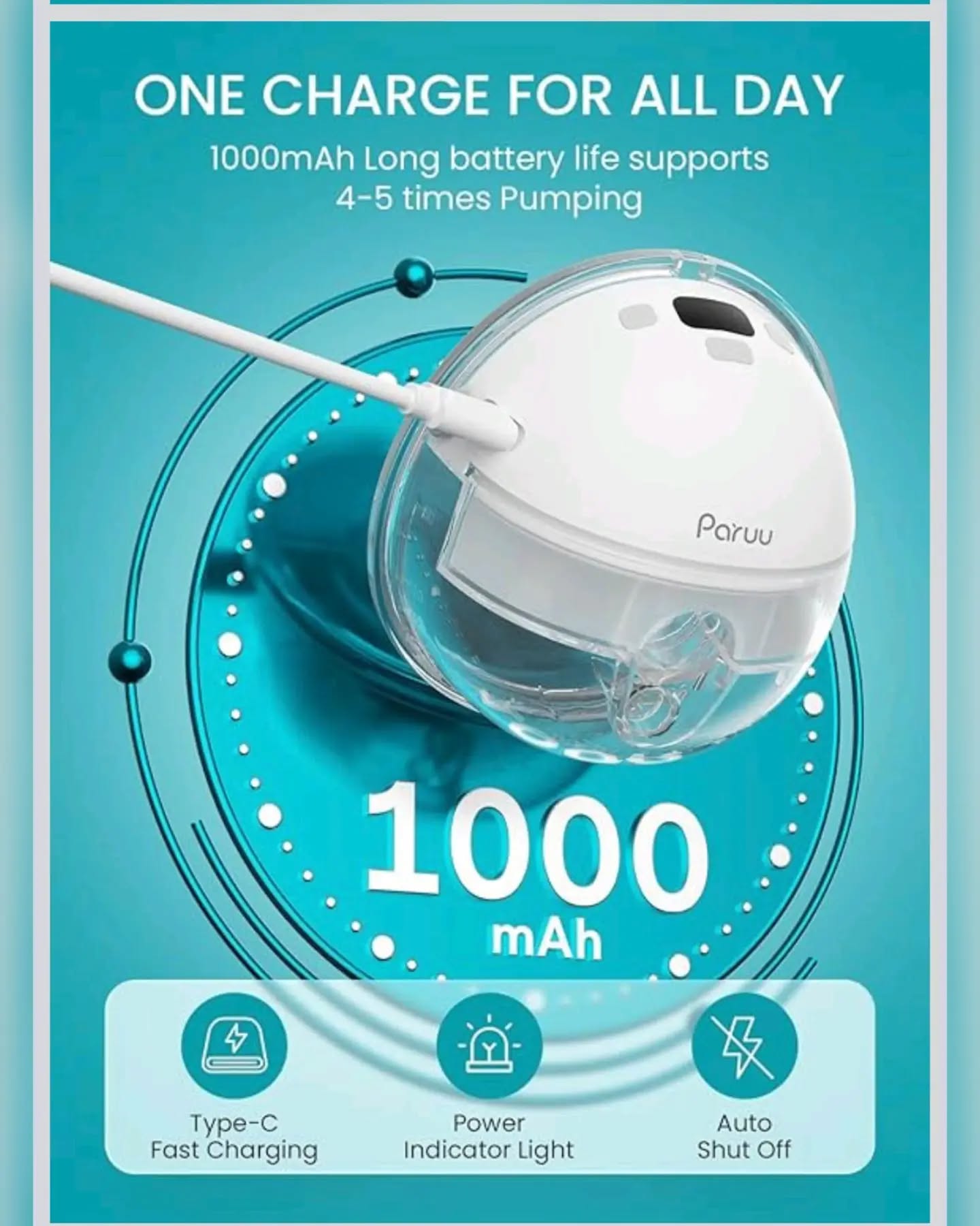 Paruu White/Clear Women's Wearable Breast Pump - Double - Image 4