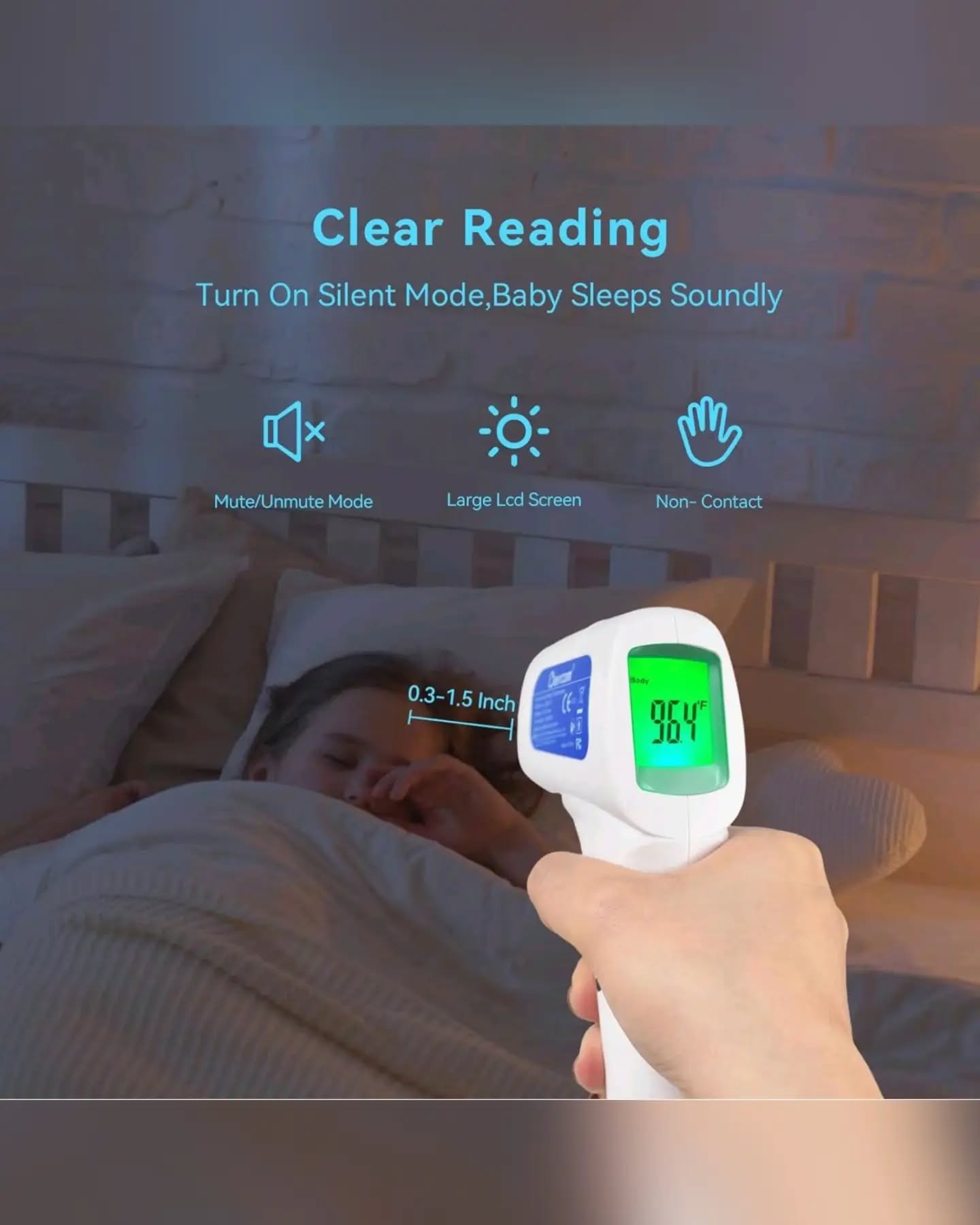 Berrcom White Non-Contact Infrared Thermometer Model JXB-178 - Image 3