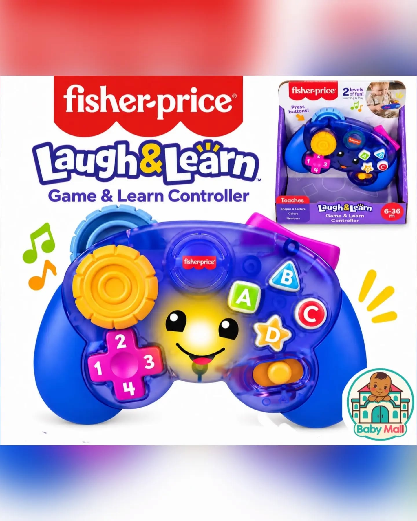 Fisher-Price Blue Baby Learning Game Controller 6-36 Months