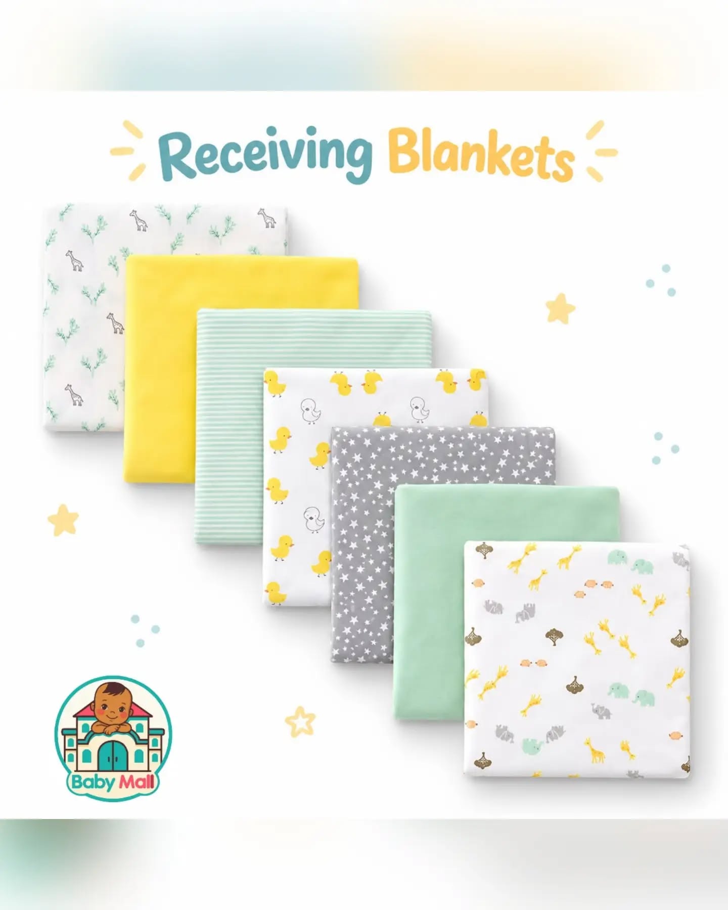 Multi-color Carters Baby Receiving Blankets Pack of 7