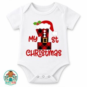 White Unisex Baby Bodysuit My 1st Christmas, 0-3 Months