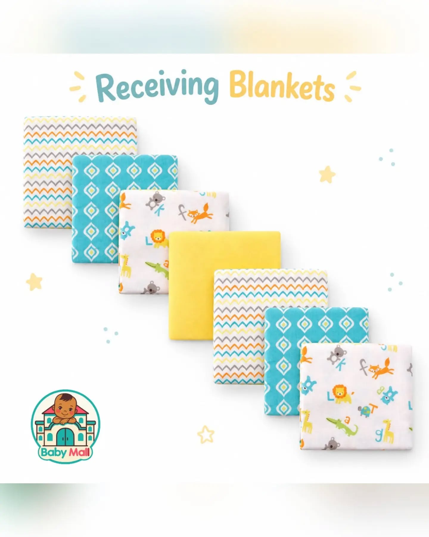Carter's Multi-color Unisex Baby Flannel Receiving Blankets Pack of 7