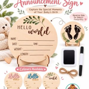 Baby Mall Natural Unisex Baby Announcement Sign Hello World
