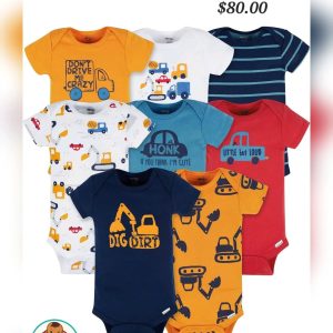 Multi-color Baby ONESIES Construction Vehicle 8-Pack Bodysuits Newborn