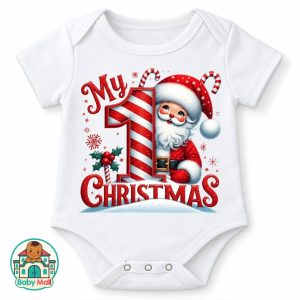 White Baby Mall Baby Bodysuit My 1st Christmas 3-6 Months