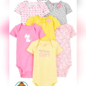 Carter's Multi-Color Baby Girl Short-Sleeve Bodysuit Set Newborn (6-Pack)